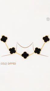 Eternal Gold Dipped Clover Necklace - Black